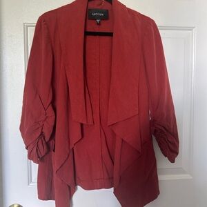 Karen Kane Rust Red Open Front Jacket Women’s M Drapped Blazer
